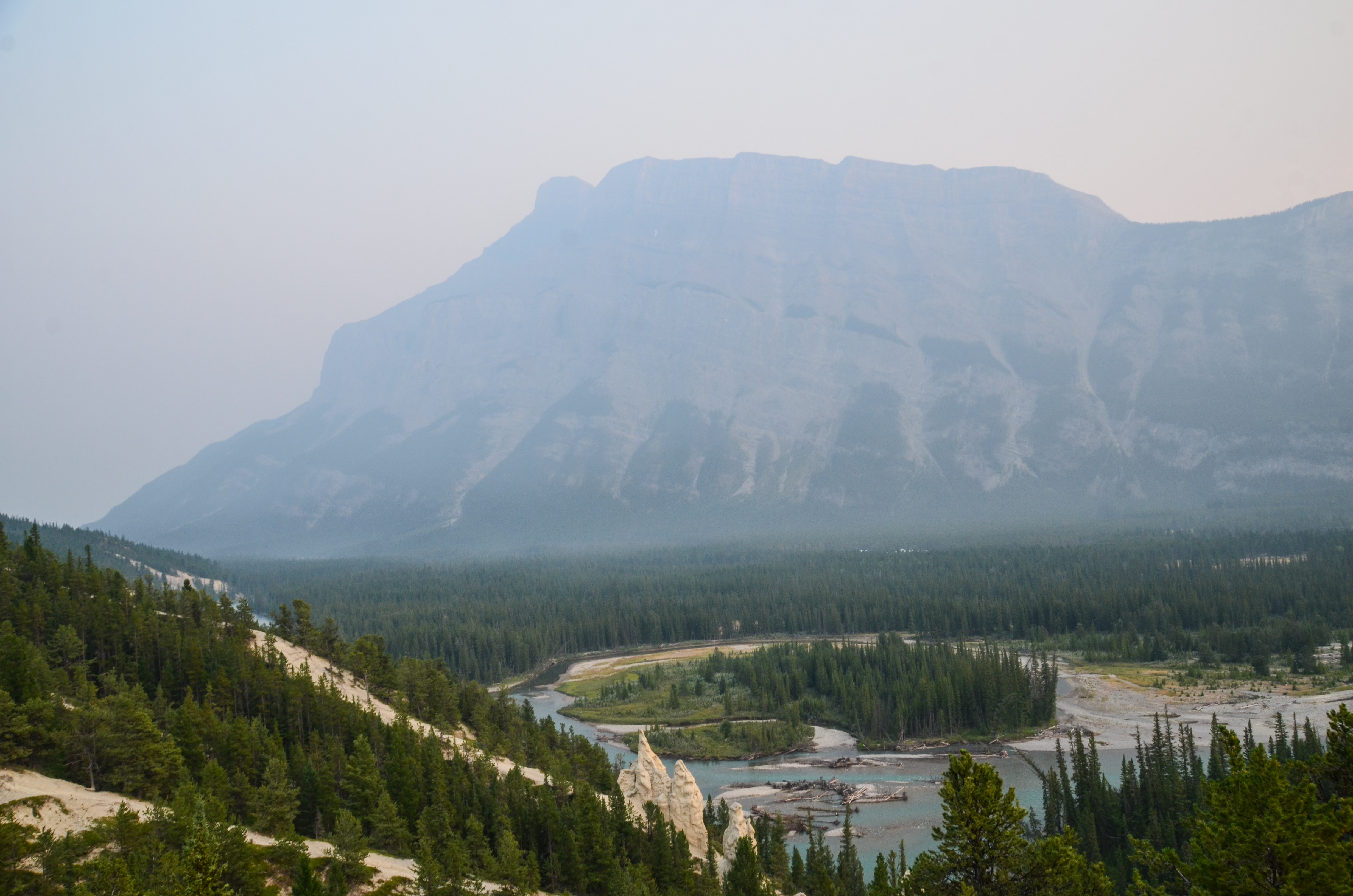 Rundle on a smoky day
